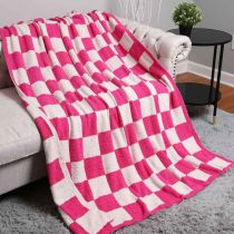 Fuchsia Checkerboard Luxe Throw Blanket