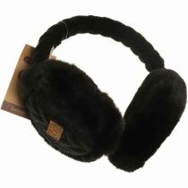 Black Cable Knit Earmuffs