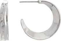 Silver Concave Edge Hoop Earrings