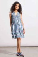 Blue Sea Stripe Tiered Dress