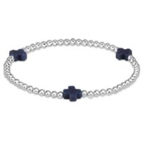 Extends - Sterling & Navy Signature Cross 3mm Bead Bracelet