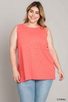 Plus Coral Sleeveless Tiered Top