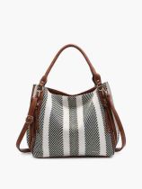 Connar Black & White Stripe Shoulder Bag